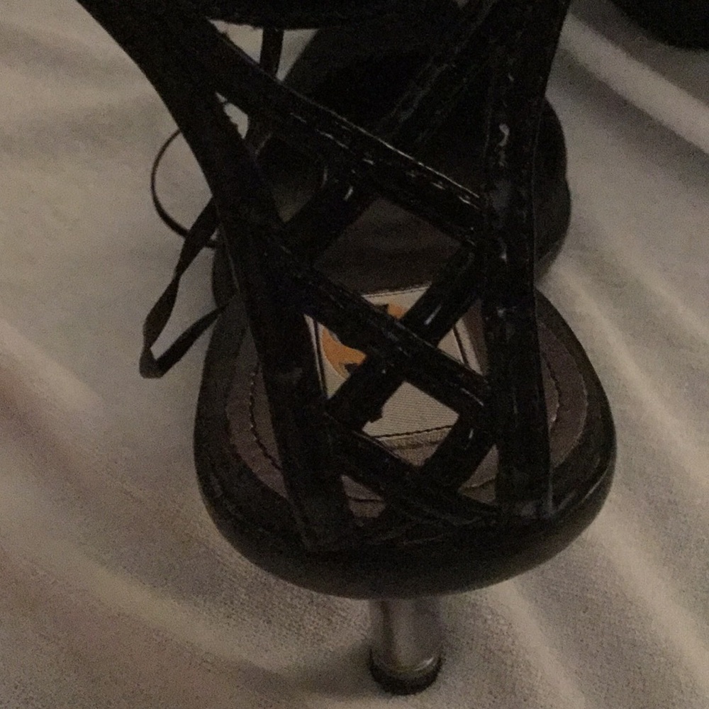 VS Laver Black Satin Ankle Strap Slides 7.5 - Picture 2 of 8